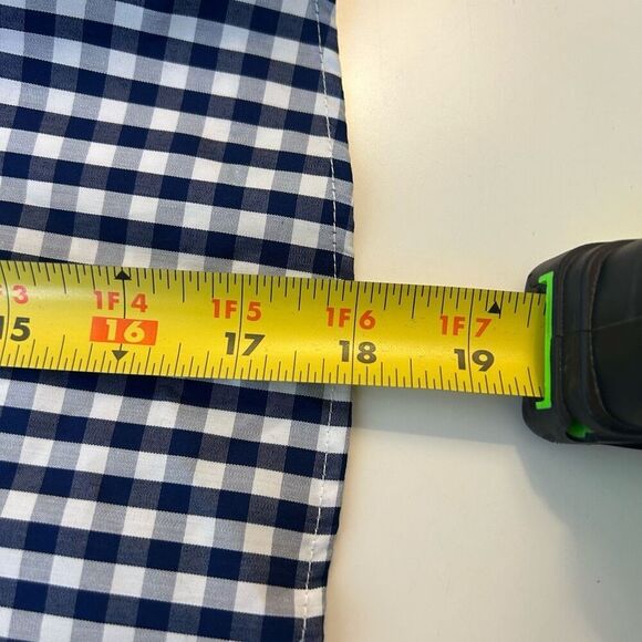 Boston Proper Off Shoulder‎ Gingham Peplum Top Size 8 Navy Preppy Country Ruffle - Picture 9 of 10